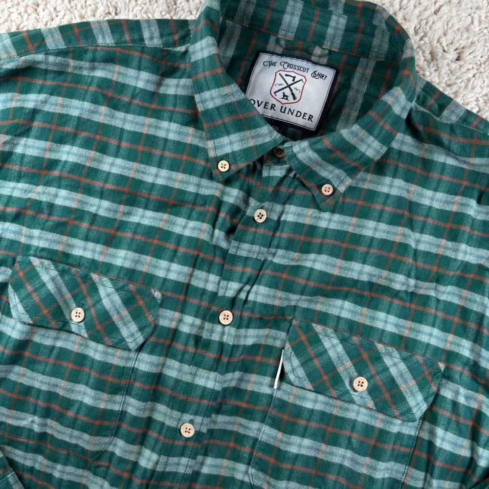 Over Under Mens Shirt XXL Juniper Plaid Crosscut Button Down Flannel Cotton